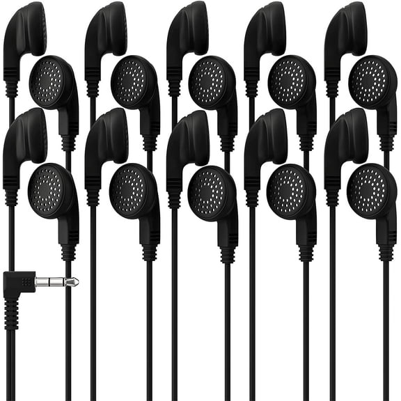 RedSkyPower Bulk Model 1 Wired In Ear Headphones, Black, 10 pack