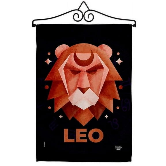 Ornament Collection GS190027-BO-02 13 x 18.5 in. Leo Garden Flag Set for Interests Zodiac Double-Sided Decorative Vertical Flags & House Decoration Banner Yard Gift
