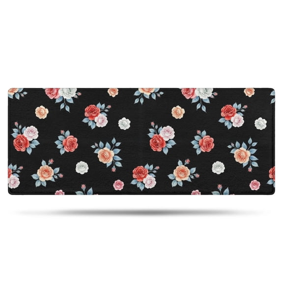 Pioneer Flower Floral Print Pattern Bathroom Rugs Mat, Non Slip Microfiber Bathroom Rug with Rubber Backing, Soft Mats for Bathroom Floor Tub Shower, 24"x60"