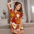 thumbnail image 3 of Uemuo Happy Thanksgiving Three Gnomes Pattern Women’s Nightdress – Casual Sleep Shirt, Soft Relaxed Fit Short-Sleeved Cotton Sleepwear for Home, Bedtime, and Lounging, 3 of 6