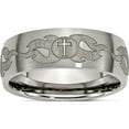 thumbnail image 1 of Titanium Brushed Cross With Flames Laser Design 8mm Band (Size 12) Made In China tb26s-12, 1 of 5
