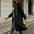 thumbnail image 5 of Women's Zip Up Hoodies Long Sleeve Long Tunic Sweatshirts Oversized | Long Fleece Jacket Coats, Drawstring, Zip Up Front, Kangaroo Pockets, Casual Outerwear, #01_Black, L, 5 of 6