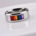 thumbnail image 7 of 8mm Rainbow Crystal Stainless Steel Band Womens Black Gold Silver Ring Size 5-12, 7 of 7