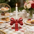 thumbnail image 6 of Rijanmt Valentine's Metal Bow Taper Art Candlestick Holder,Vintage Candle Stick Holder Candelabra,For Holiday Home Decor Fireplace Mantel Wedding Party Housewarming Gift,7.48X7.08X5.9",Red, 6 of 6