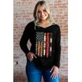 thumbnail image 4 of ABPHQTO Camiseta negra con cuello en V y estampado gráfico de la bandera americana occidental para mujer, 4 of 5