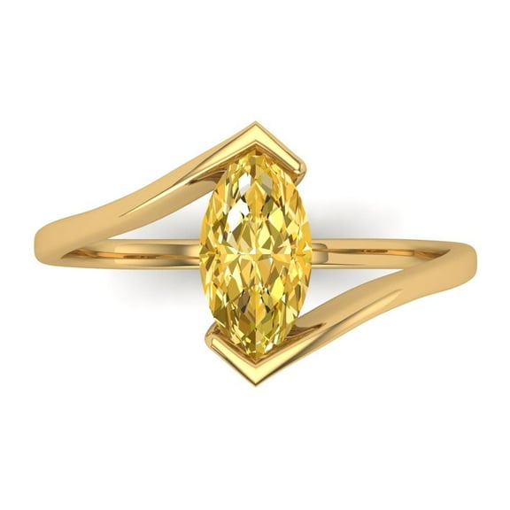 Solitaire Engagement Ring for Women - 2ct Simulated Yellow Diamond in 14K Yellow Gold Promise Ring