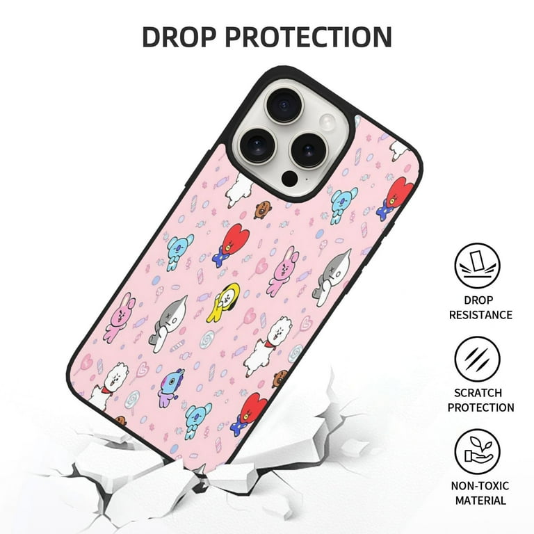 Sweet Bt21 Iphone 15 Pro Soft Glass Case Iphone 15 Pro Max Case