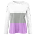 thumbnail image 5 of Annhoo Hauts d'Automne pour Femmes Élégants Patchwork en Dentelle Manches Longues Col Rond T-Shirts Slim Décontractés à Blocs de Couleur, 5 of 5