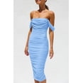 thumbnail image 4 of Vestido PRETTYGARDEN 2025 Midi Fruncido con Hombros Descubiertos Azul Claro M, 4 of 7
