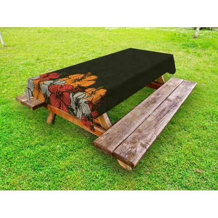 

Floral Outdoor Tablecloth Abstract Wooden Backdrop With Hawaiian Romantic Flowers Buds Blooms Leaves Decorative Washable Fabric Picnic Tablecloth 58 X 104 Inches Amber Red Army Green by Ambesonne