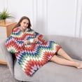 thumbnail image 5 of Oversized Wearable Blanket Hoodie,Colorful Geometric Chevron Pattern Sherpa Blanket Hoodie with Super Pockets,Super Warm Fuzzy Pullover for Women & Men, 5 of 6