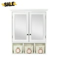 thumbnail image 2 of Gzxs 30" Wall-Mounted Bathroom Cabinet with Mirrors, White Wooden Medicine Cabinet with Adjustable Shelves & 3 Storage Baskets, Space-Saving Organizer for Bathroom, Toilet, Laundry Room, 2 of 7