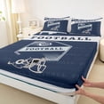 thumbnail image 3 of Feelyou Navy Grey Hemlet Full Size Sheets for Kids, Soccer Athlete Bed Sheets, Cartoon Sports Rugby Sheet Sets, Ultra Soft Bedroom Decor, 4-Piece, 3 of 7
