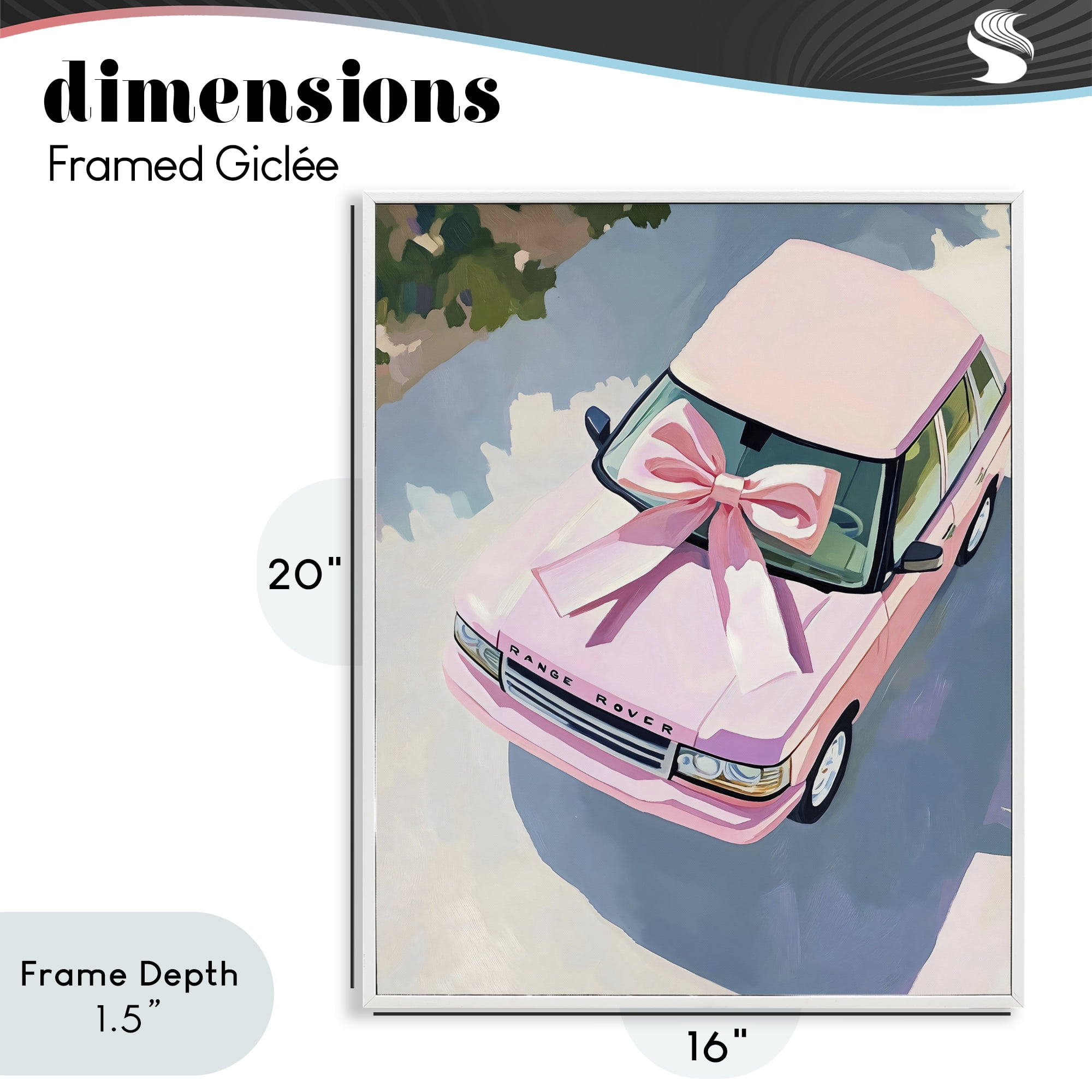 Stupell Industries Pink Luxury Rover with Ribbon White Framed Giclee Art, design by The Prints Vibe