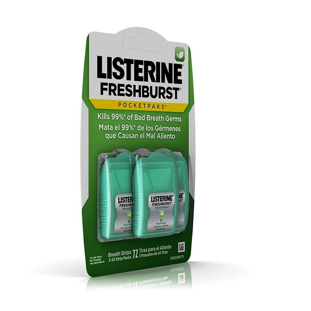 Listerine Breath Strips, Fresh Burst, 3x24 count each - Walmart.com ...