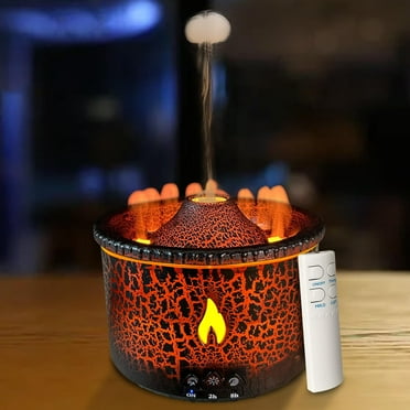 MEHOOM 300ml Cool Mist Volcano Humidifier, Essential Oil Diffuser with Remote and 2-Color Light