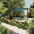 thumbnail image 2 of Petyee 10ft x 10ft Outdoor Retractable Aluminum Pergola, Modern Outdoor Trellis with  UPF 50+ Waterproof Canopy,Gray Wood-Grain Finish,Blue canopy, 2 of 7