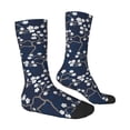 thumbnail image 2 of Goofa Cherry Blossoms on Navy Background Printed Men's Crew Socks, Soft Durable Breathable Moisture-Wicking with Odor Control Cotton socks, 2 of 9