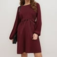 thumbnail image 2 of HSMQHJWE Robe de Maternité pour Femmes en Tricot Côtelé à Manches Longues Robes de Grossesse Col Ras du Cou Vêtements de Grossesse avec Ceinture, 2 of 6
