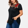 thumbnail image 4 of Tunique à Manches Courtes en Résille pour Femmes, Grande Taille, T-Shirt avec Appliqué, 4 of 6