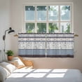 thumbnail image 3 of Blue Brown Stripes Tier Curtains 24 Inch Length, Abstract Geometric Spring Flowers Country Cafe Short Curtains for Bathroom Sink, Small Kitchen Curtain Light Filtering Drapes 2 Panels 27.5"Wx24"L, 3 of 8