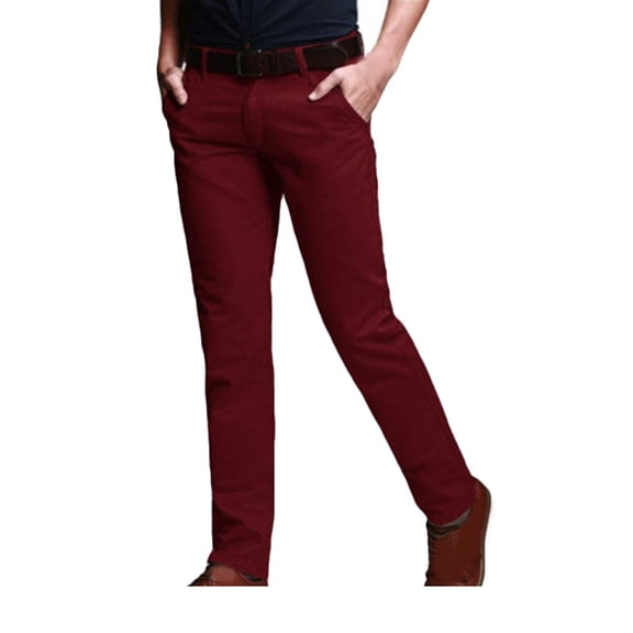 FRSASU Mens Fitted Straight Stretch Denim Jeans Classic Style Men's business Casual Slim Straight Jeans Trousers Wine