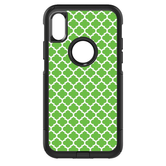 DistinctInk Custom SKIN / DECAL compatible with OtterBox Commuter for iPhone XR (6.1" Screen) - Green White Moroccan Lattice