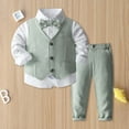 thumbnail image 2 of AWZXDE Boys Suits Warm Seasons Children Shirt Vest Pants Set Jacket Little Ones Clothing Formal Attire for Special Events Light Green,2-3 Years, 2 of 9
