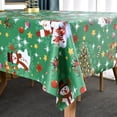 thumbnail image 3 of Plastic Christmas Tablecloth Square Silver Vinyl Christmas Table Cloth Xmas Table Cover with Snowman for Party (60'''' x 60'''', Snowman), 3 of 6