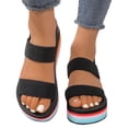 thumbnail image 4 of WAYUTE Womens Sandals Ladies Fashion Solid Color Beach Shoes Nesh Elastic Band Wedge Sandals Trendy Versatile Casual Summer, 4 of 7