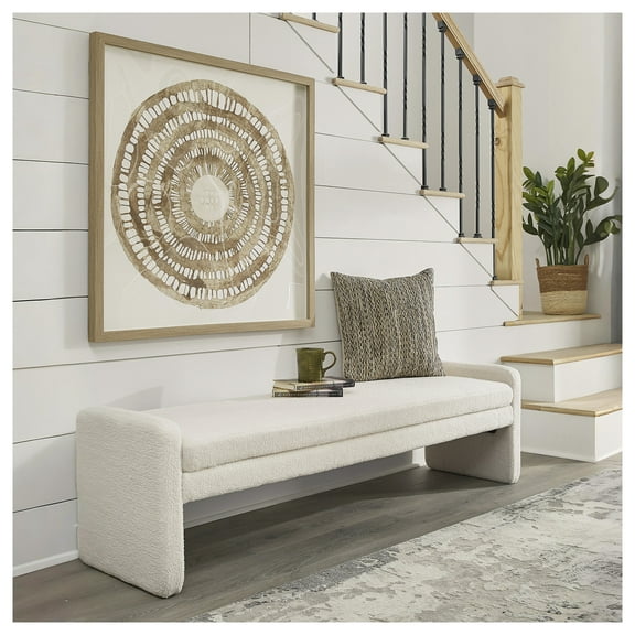 Signature Design by Ashley Lembertson Faux Shearling Upholstered Accent Bench, Ecru