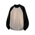 thumbnail image 3 of Men Color Block Crew Neck Raglan Long Sleeve Sweatshirt Casual Pullover Breathable Comfortable Loose Top, 3 of 3
