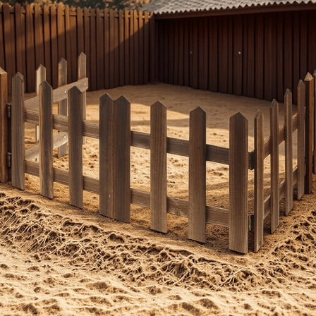 MEIBUTYUP Wood Garden Picket Fence Carbonized Brown 1 Set Outdoor Garden Decor Landscape Border