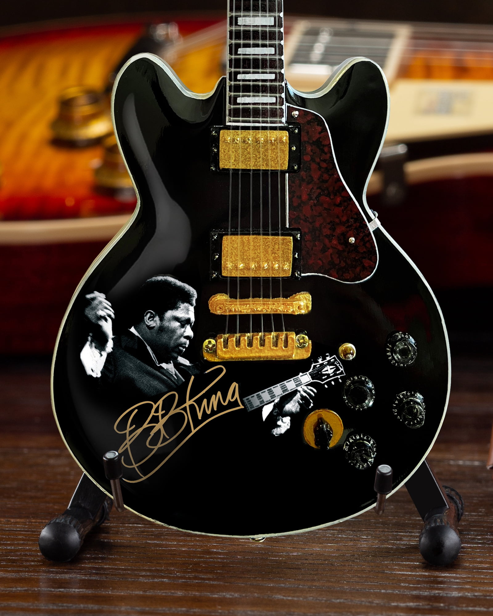 BB King Gibson Ebony ES-355 Lucille Tribute 10 Inch Miniature Guitar Replica