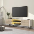 thumbnail image 2 of WAMPAT LED Mid-Century Modern TV Stand for TVs up to 75 inch Flat Screen Wood TV Console with Storage, Entertainment Center in White and Oak for Living Room and Bedroom, 71 inch,Yellow Light, 2 of 7