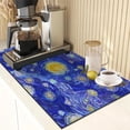 thumbnail image 5 of Moon Blue Starry Coffee Mat for Countertops, Yellow Abstract Dish Drying Mat 2 Pcs for Kitchen Coffee Bar Accessories Fit Under Coffee Maker Espresso Machine Dish Rack Hide Stain Rubber, 5 of 6