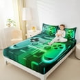 thumbnail image 4 of Feelyou Cyan Green Gamepad Queen Sheet Sets, Fashion Neon Square Flat Sheet, Teens Kids Boys Girls Queen Fitted Sheet, Microfiber Bedroom Decor, 4pcs, 4 of 7