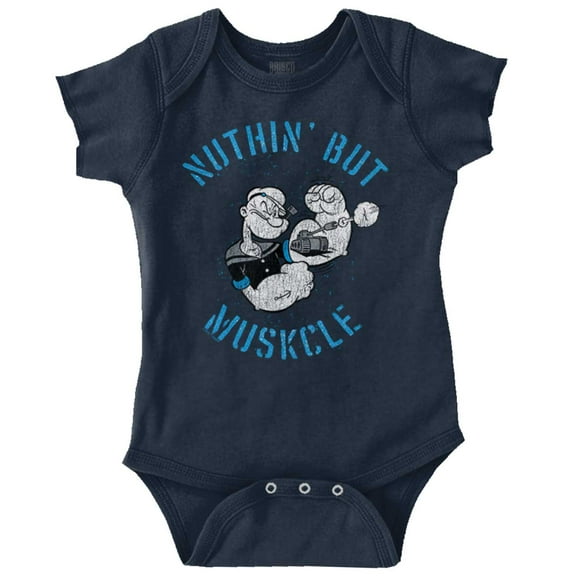 Popeye Sailor Nuthin But Muskcle Cool Bodysuit Jumper Boys Infant Baby Brisco Brands 12M