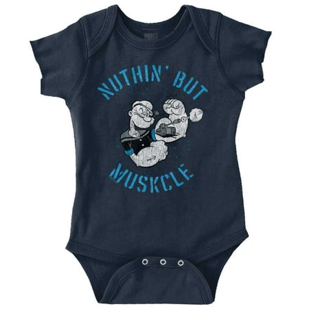 

Popeye Sailor Nuthin But Muskcle Cool Bodysuit Jumper Boys Infant Baby Brisco Brands NB