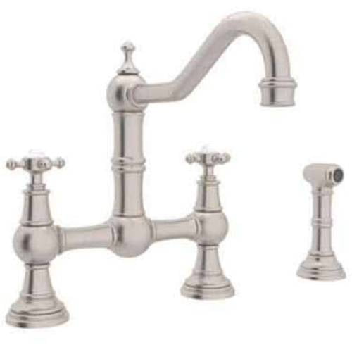 Rohl U4755 Perrin and Rowe Bridge Kitchen Faucet and Metal Cross