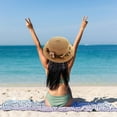thumbnail image 5 of Sombrero de verano para mujer, con circunferencia de 56 a 58 cm, con guirnalda, para playa, exterior, plano, protector solar, plegable, de paja, 5 of 5
