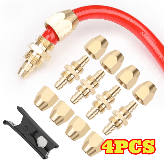 4pcs Soild Brass Fittings, Reusable Hose Splicer Repair Kit, Air Hose Fittings for 1/4 inch ID Hose