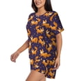 thumbnail image 2 of Fuzoiu Stars and Fox Cute Print Women's Short-Sleeved Pajama Set,Lounge Sleepwear Set,Womens Pajama Sets 2 Piece,Button-Up Top and Shorts with Pockets-XX-Large, 2 of 7