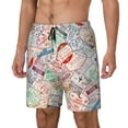 thumbnail image 2 of Gaeub Passport Stamp Mens Swim Trunks Stretch Beach Shorts Quick Dry for Men Swim Shorts Swimwear with Pockets- X-Large, 2 of 9