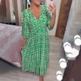 thumbnail image 2 of WTXUE Robes d'Été pour Femmes 2024, Robe Longue Décontractée Ample et Polyvalente à Col en V pour Femmes Printemps Été, Robe de Plage, Robe Florale pour Femmes, Robe Verte, Vert TG, 2 of 4