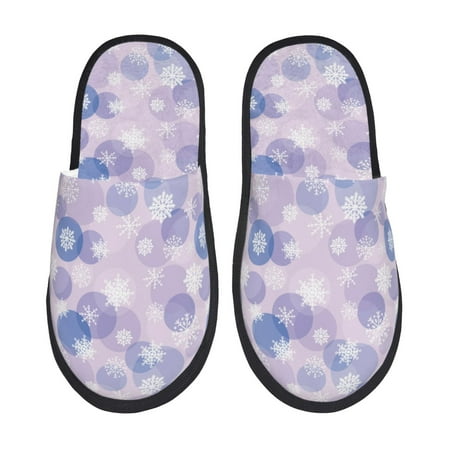 

Adobk Winter With Snowflakes Print Slippers Indoor Outdoor Retro Slippers House Soft Fluffy Slides Cushion Furry Slippers-Medium