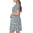 thumbnail image 2 of Naloa Sleep Rabbit Print Womens Summer A-Line Dress with Pockets,Short Sleeve Dresses,Flowy Beach Swing Dress for Vacation Travel, 2 of 6