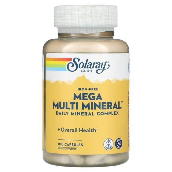 Solaray Mega Multi Mineral IronFree Vitamin Capsules, 100 Ct
