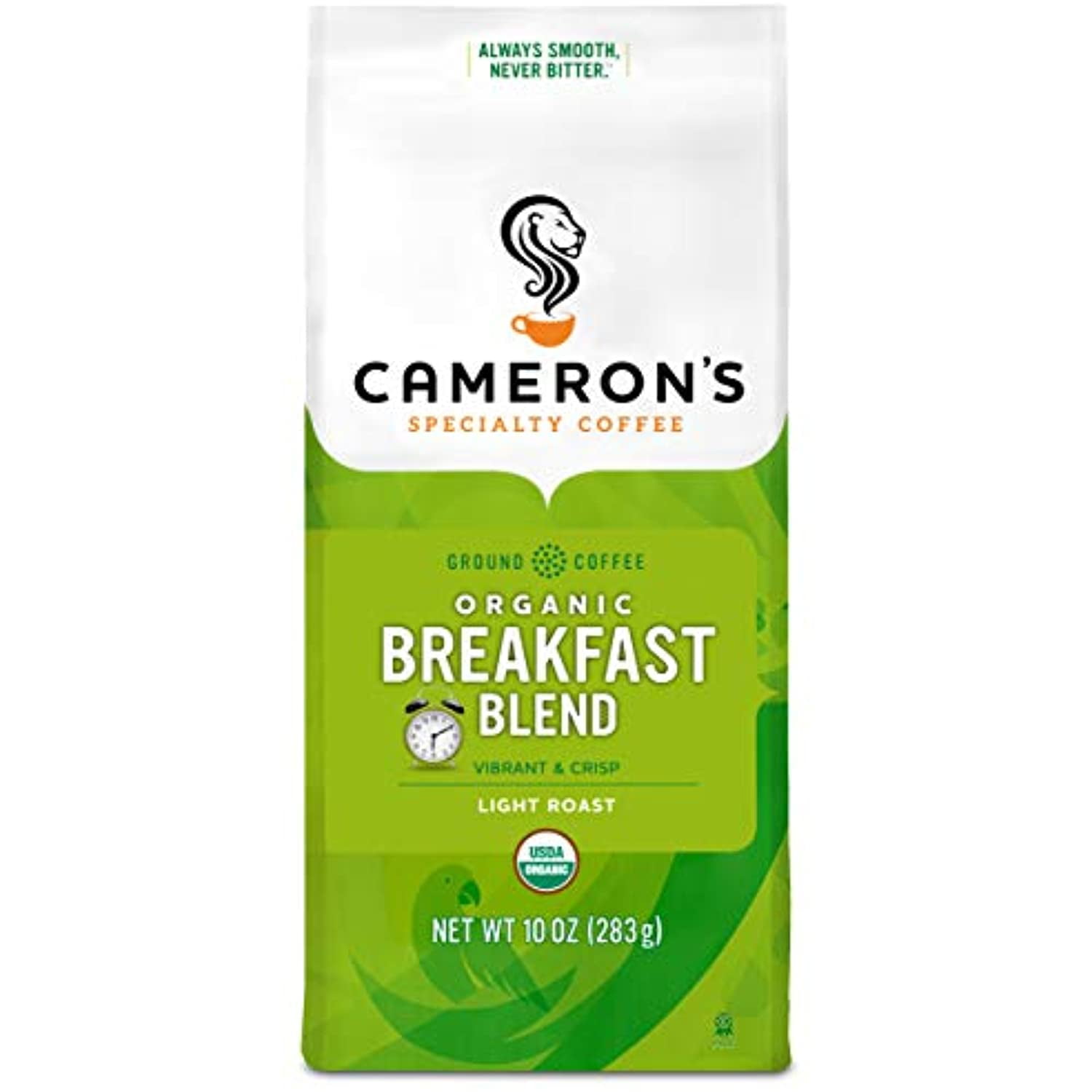 Camerons Coffee Roasted Ground Coffee Bag, Organic Breakfast Blend, 10 Ounce