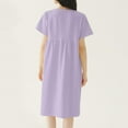 thumbnail image 4 of Blmnix Womens Nightgowns Mumu Cotton Sleep Shirt V-Neck Short Sleeve Purple Comfy Sleep Dress, 4 of 7